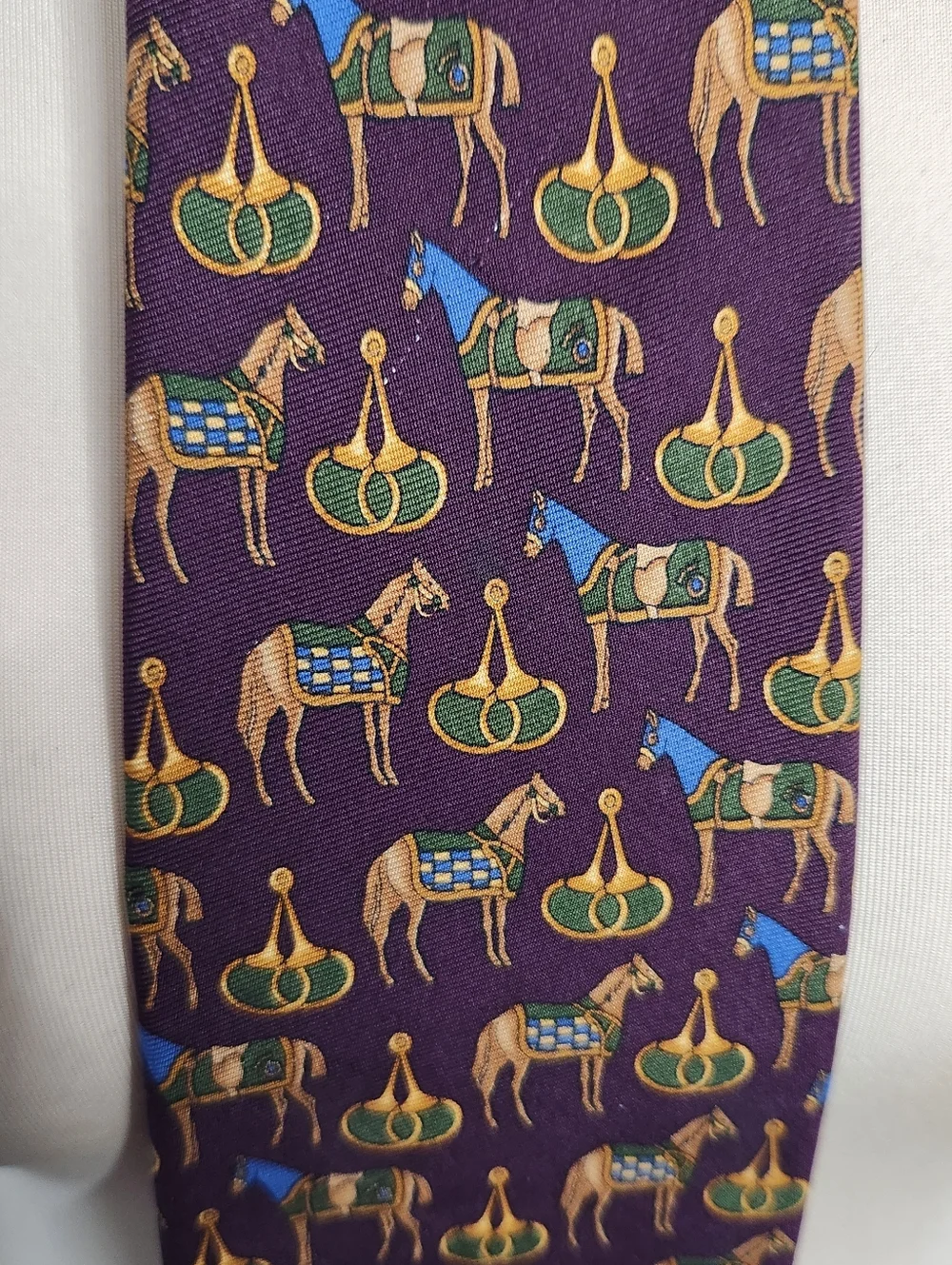 Brooks Brothers Makers Tie Silk Made in USA Equestrian Horse Wine Burgundy